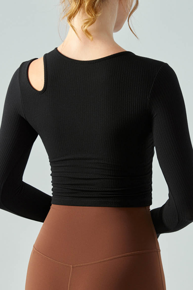 长袖修身露肩瑜伽服