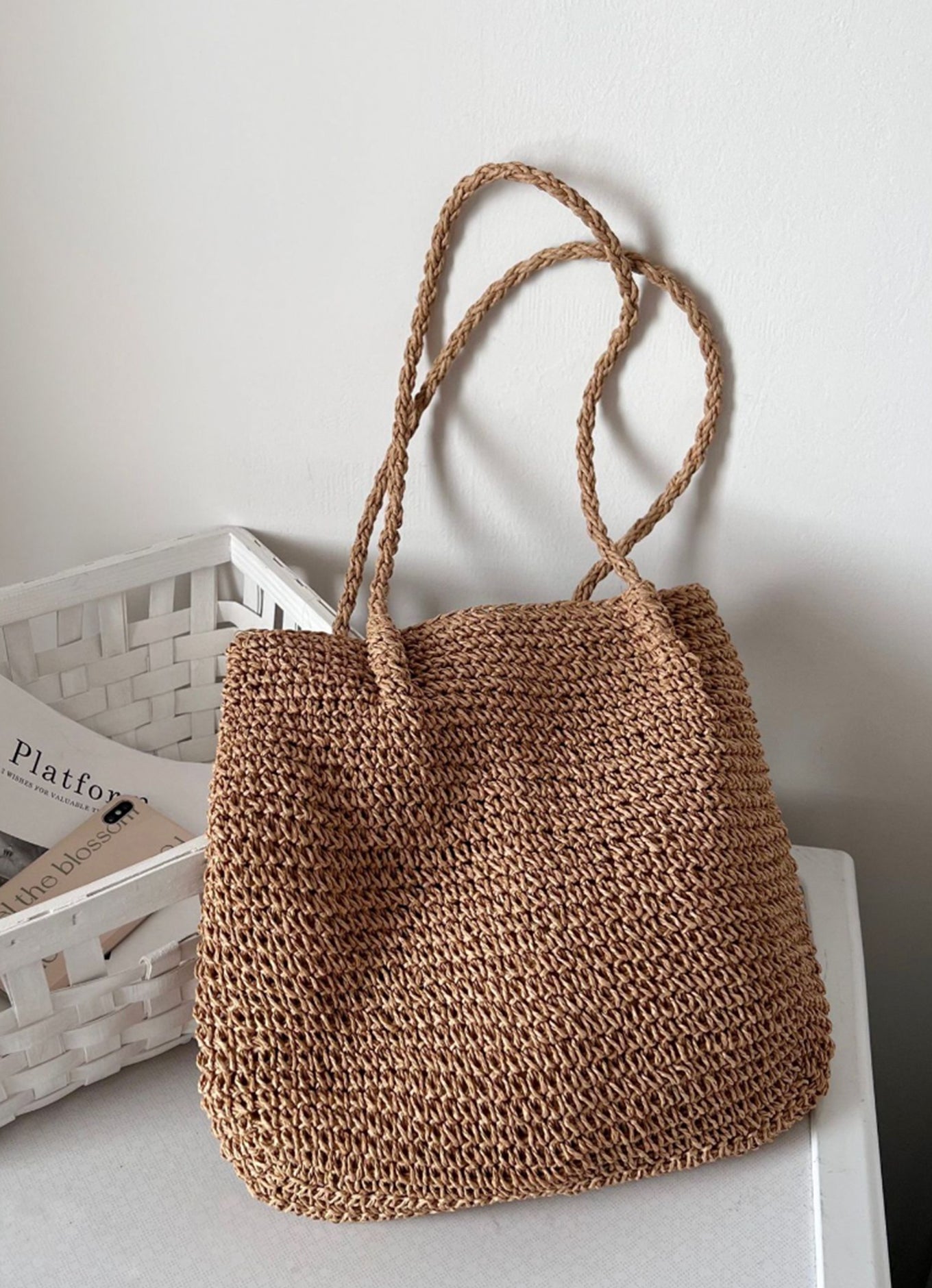 单肩大容量草编包BAG