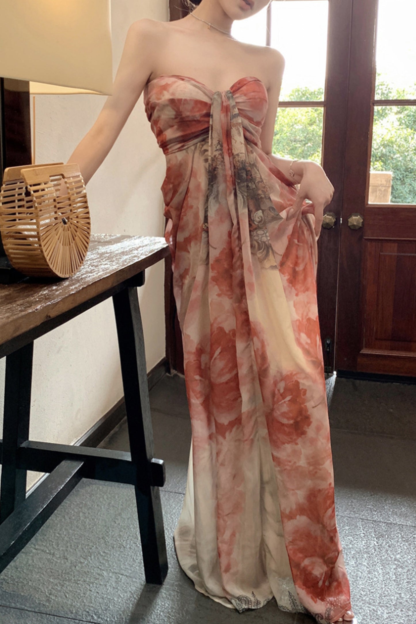 扎染繁花连衣裙