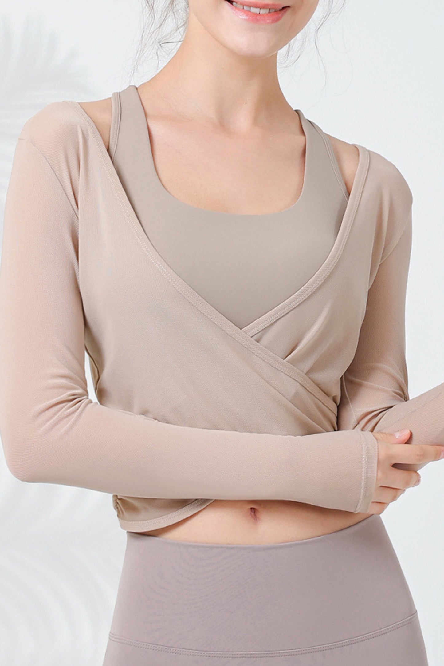 网纱普拉提罩衫(单件外面罩衫)