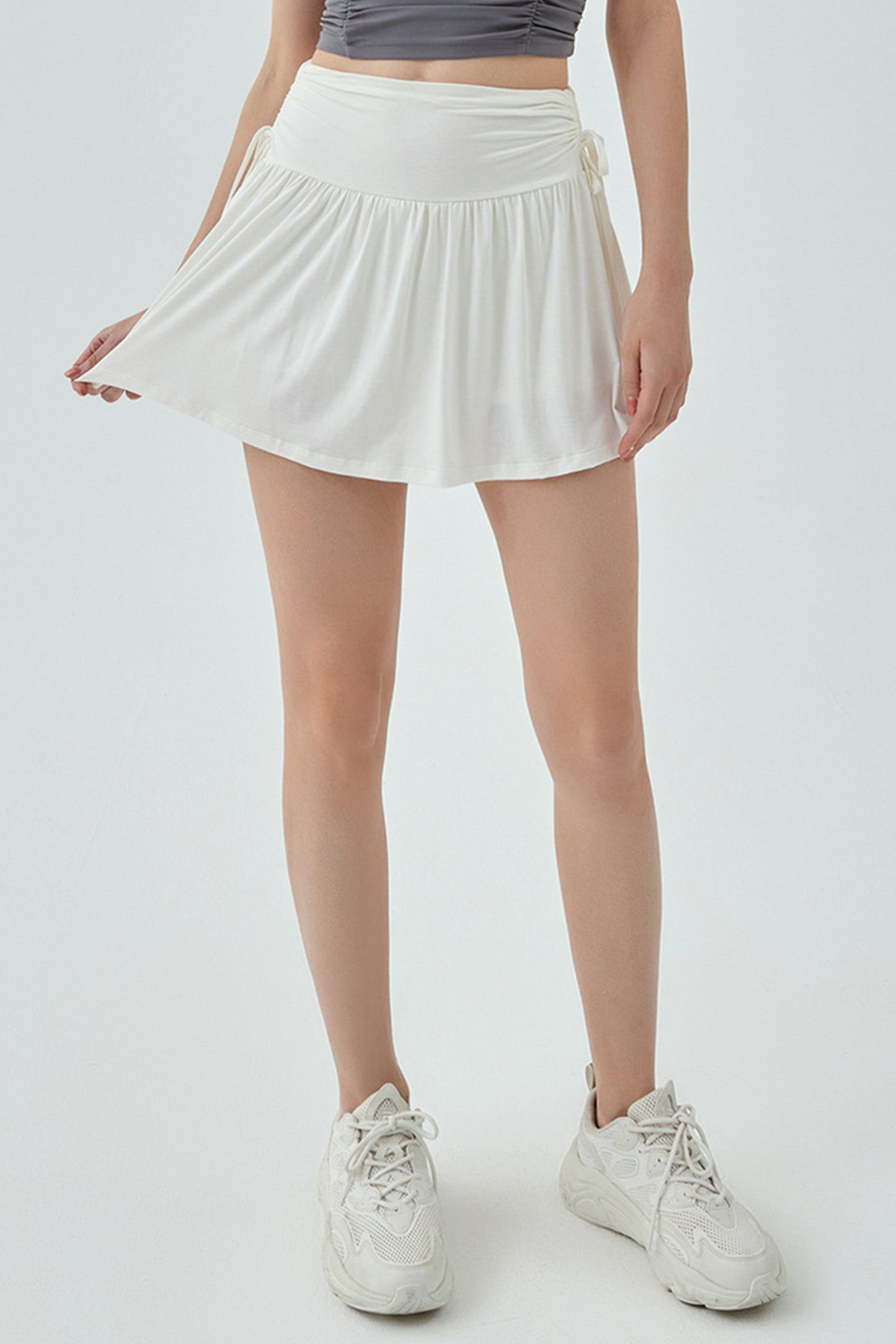 高腰腰头抽绳网球裙