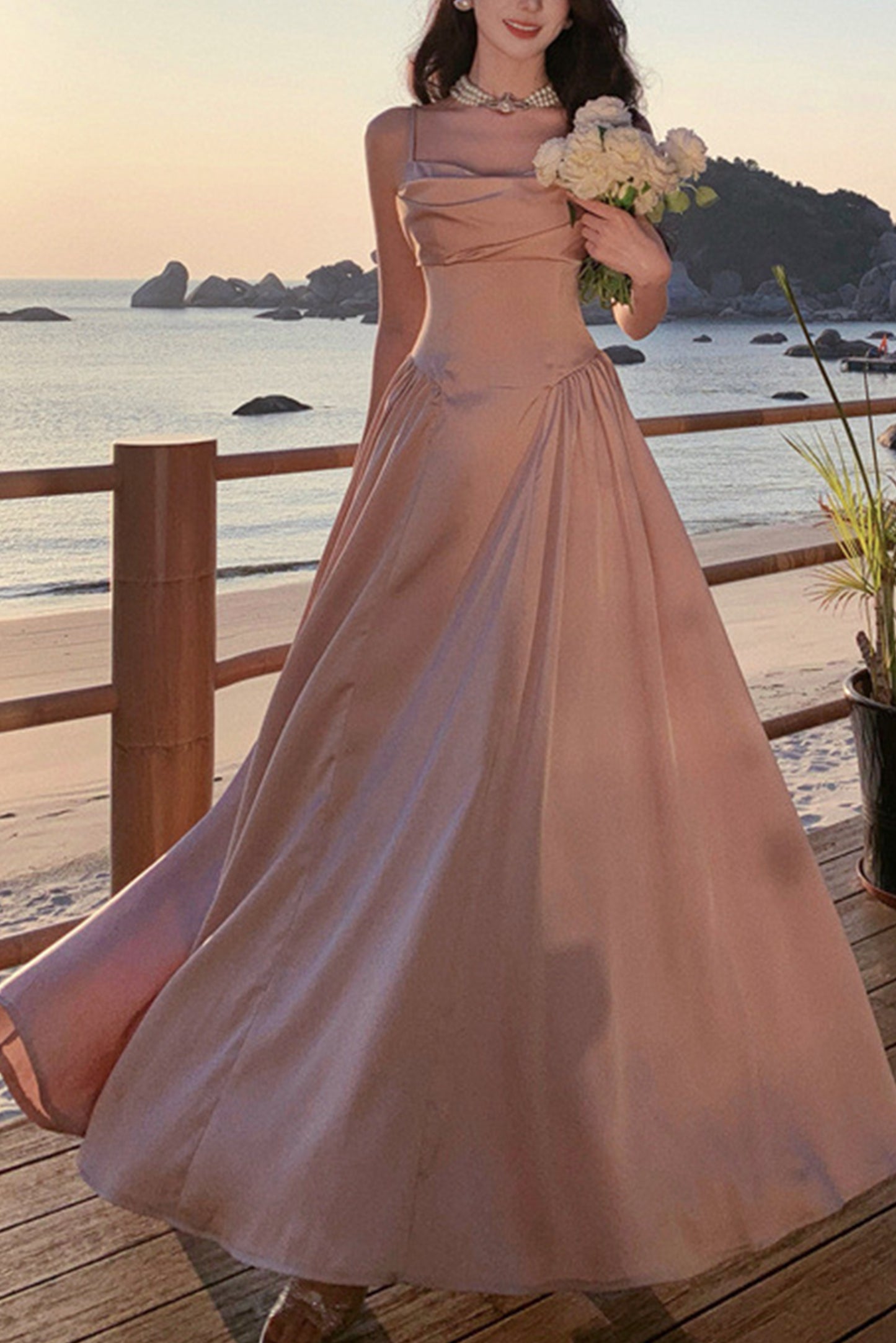 法式气质收腰长裙