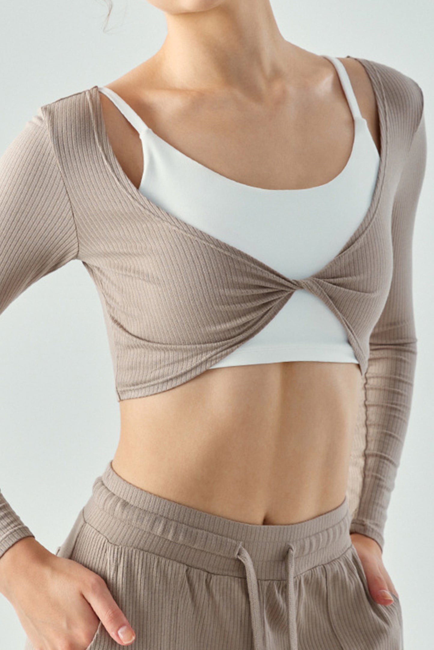 短款扭结长袖罩衫