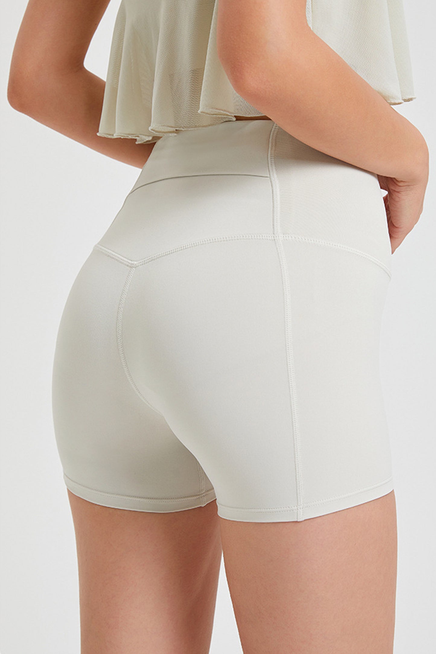 后口袋高腰3分裤