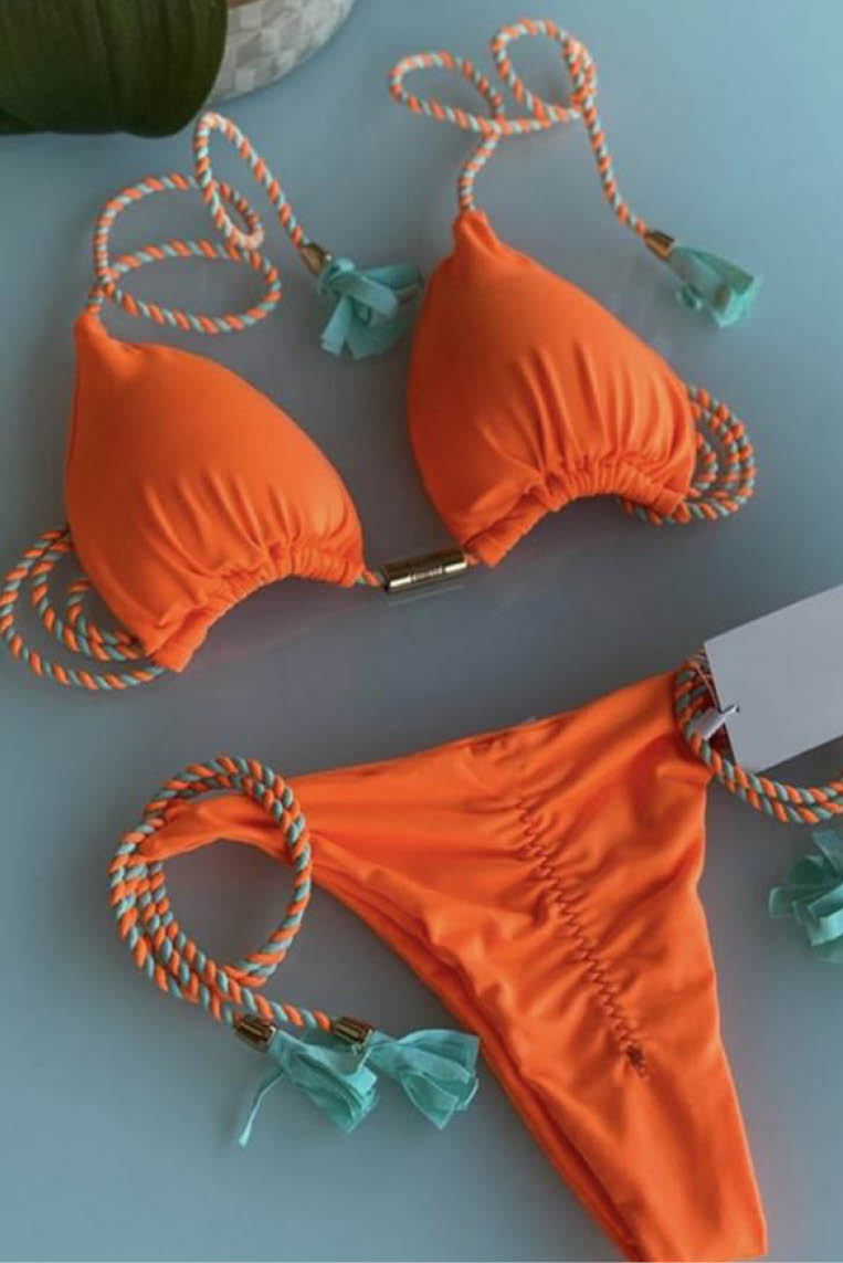 性感编绳纯色bikini
