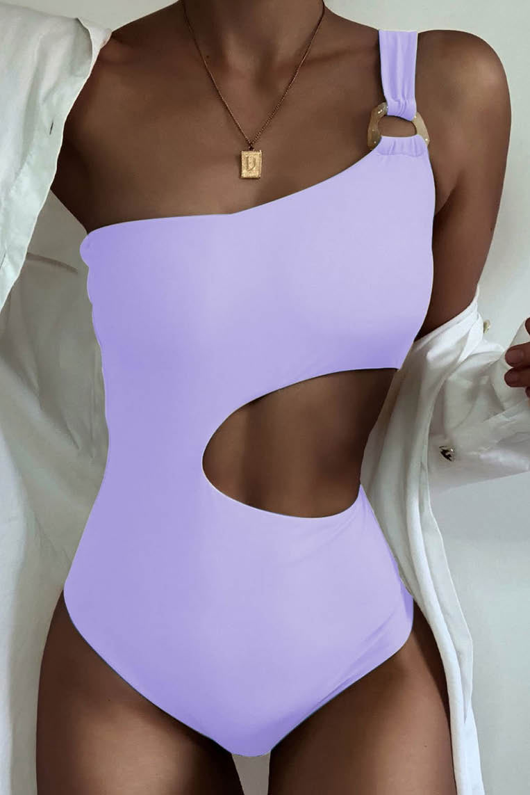 欧美单肩一片式泳装
