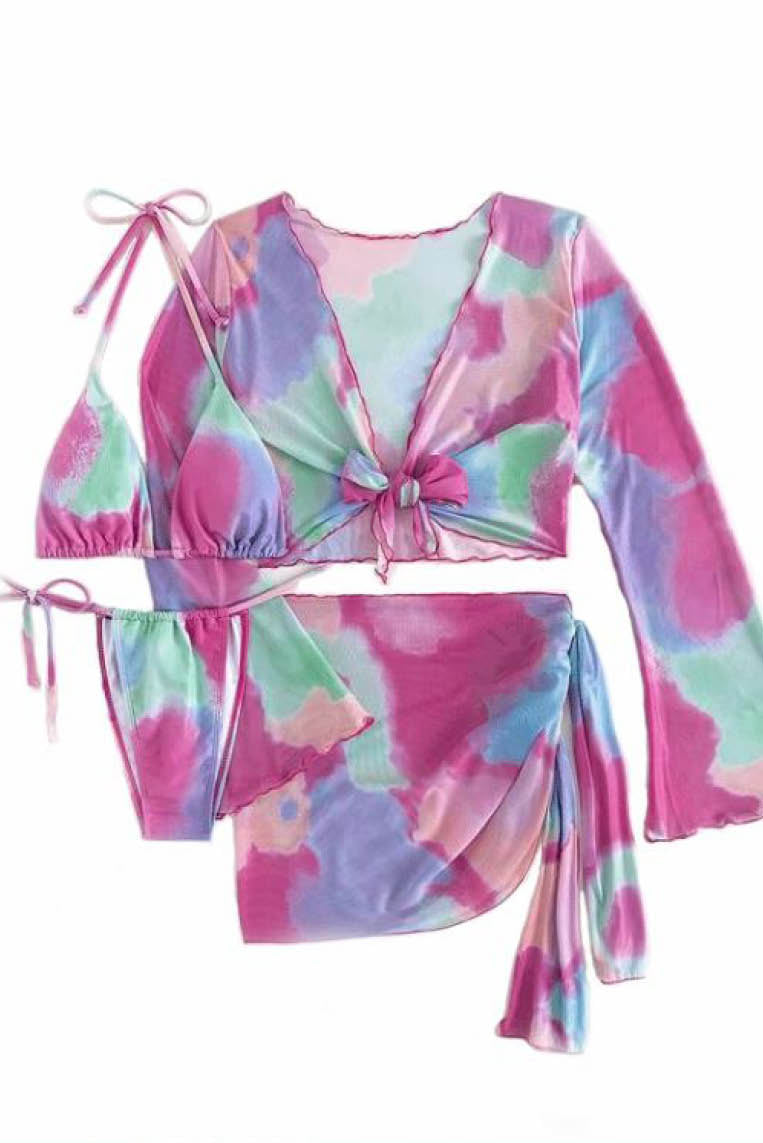 多色扎染性感比基尼(4件套)