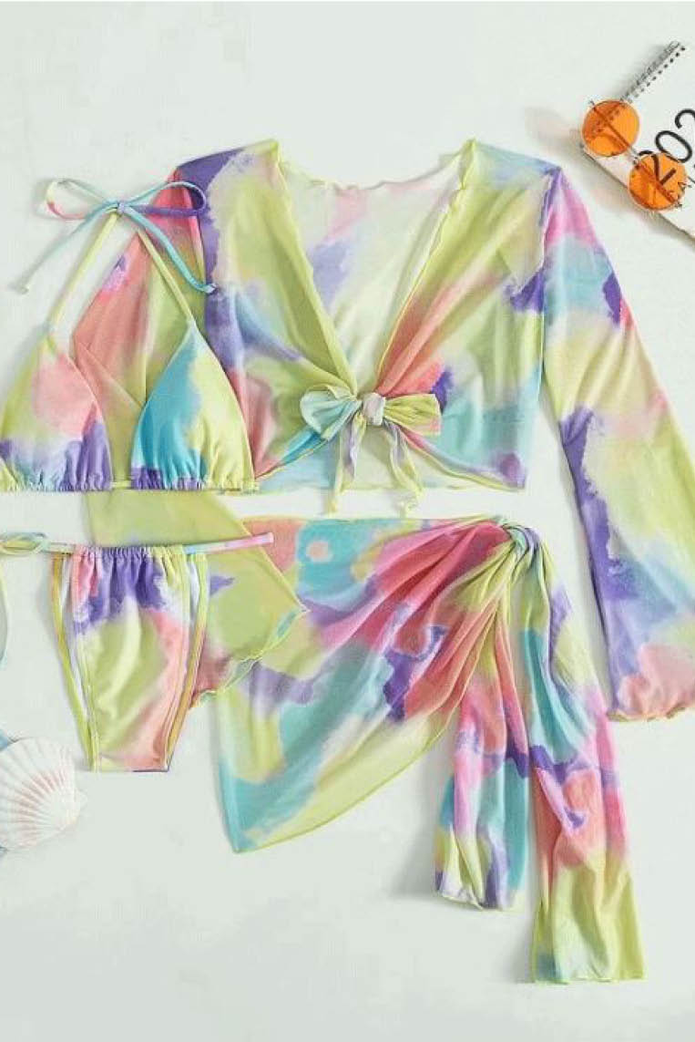 多色扎染性感比基尼(4件套)