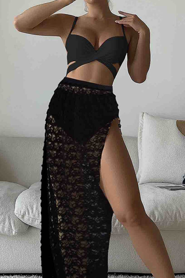 交叉bikini套装+Lace长裙