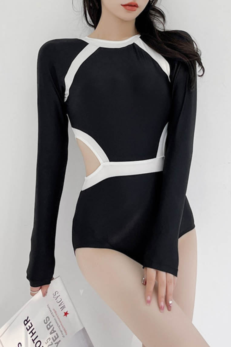 露背防晒长袖性感泳装