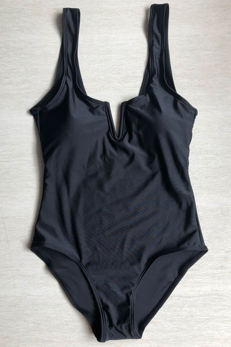 连体V领泳衣 (含胸垫)