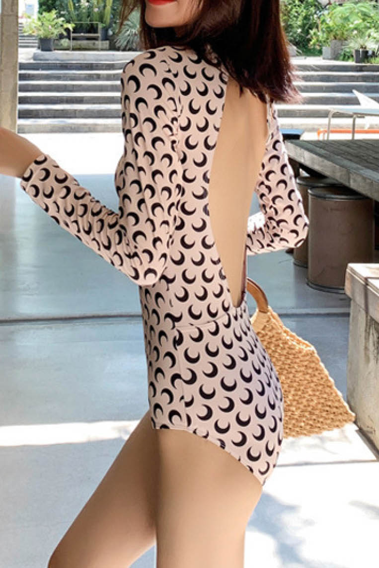 月型性感长袖连体泳装