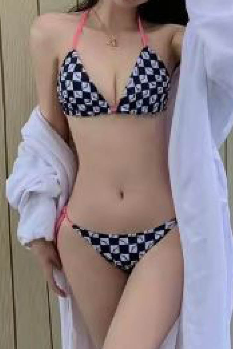 黑白小格子两件套比基尼