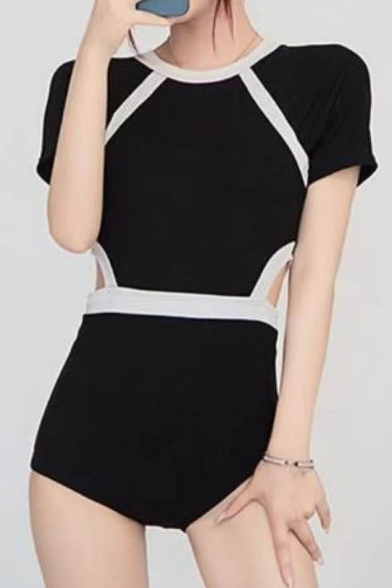 网红ins款短袖一件式泳装 (含胸垫)