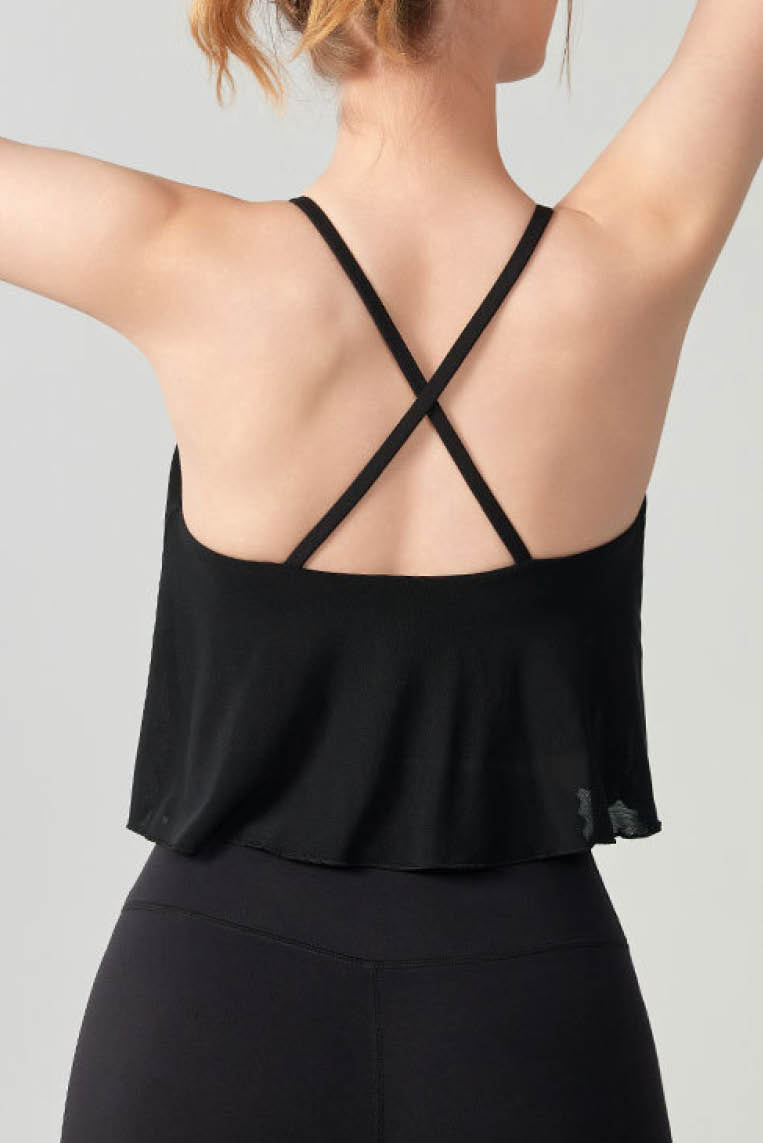 云感网纱瑜伽背心