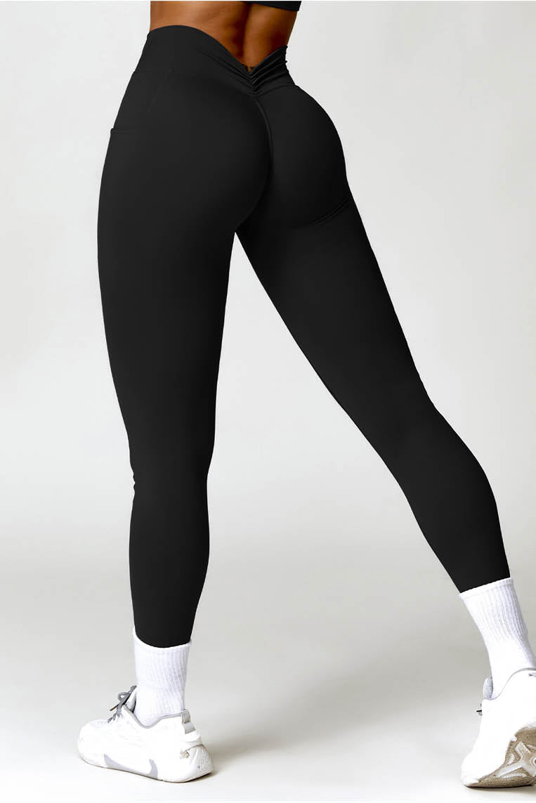 后浪缩褶显腰口袋长裤