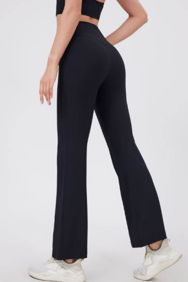 罗纹防卷边阔腿长裤