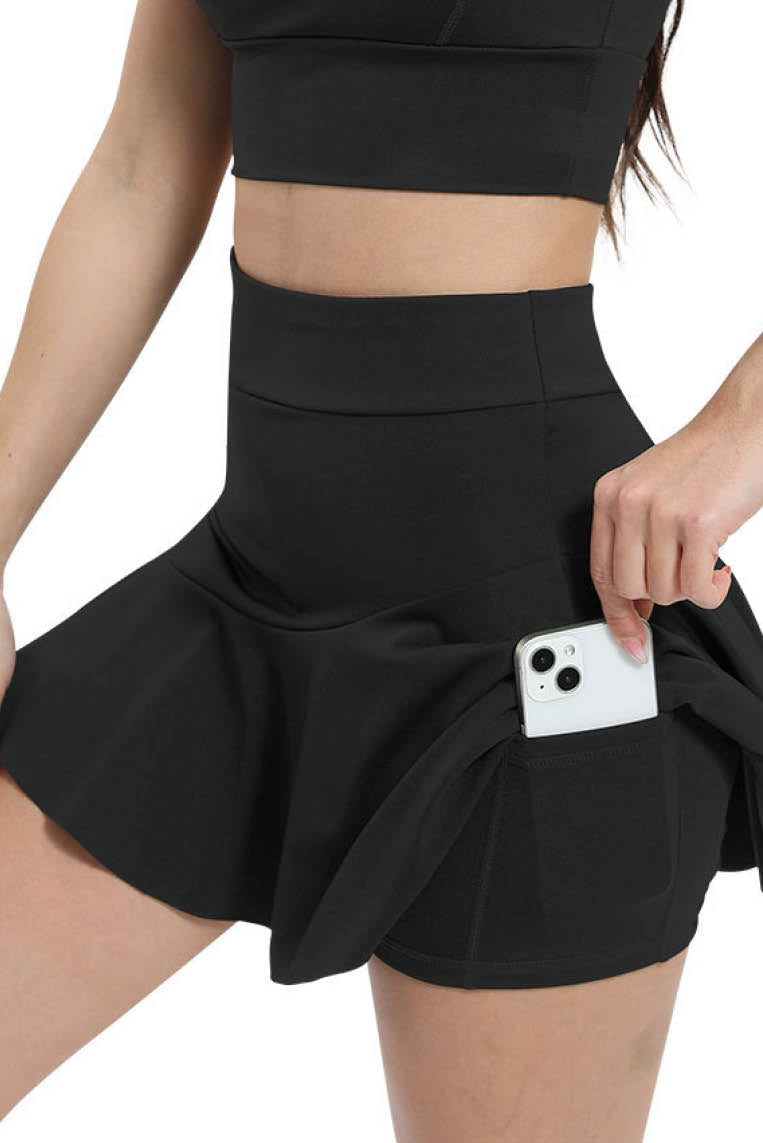 不规则防走光网球短裙