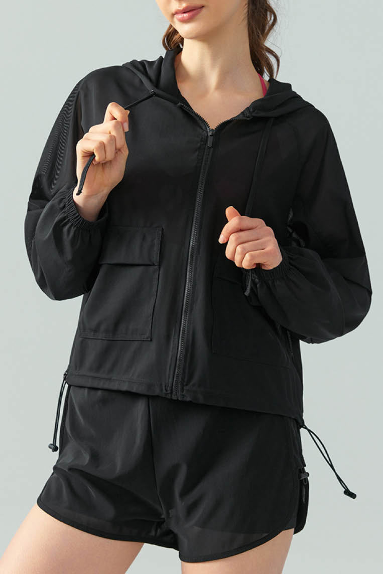 休闲抽绳连帽外套