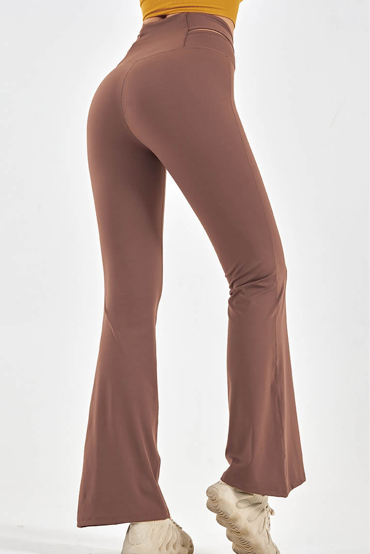 镂空裸感交叉喇叭瑜伽裤