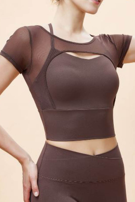 网纱假两件短袖