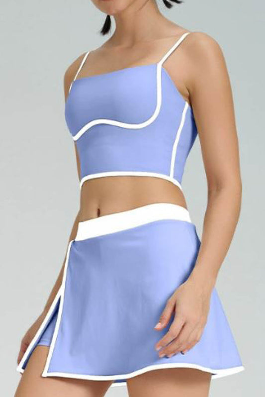 拼色线条速干运动背心