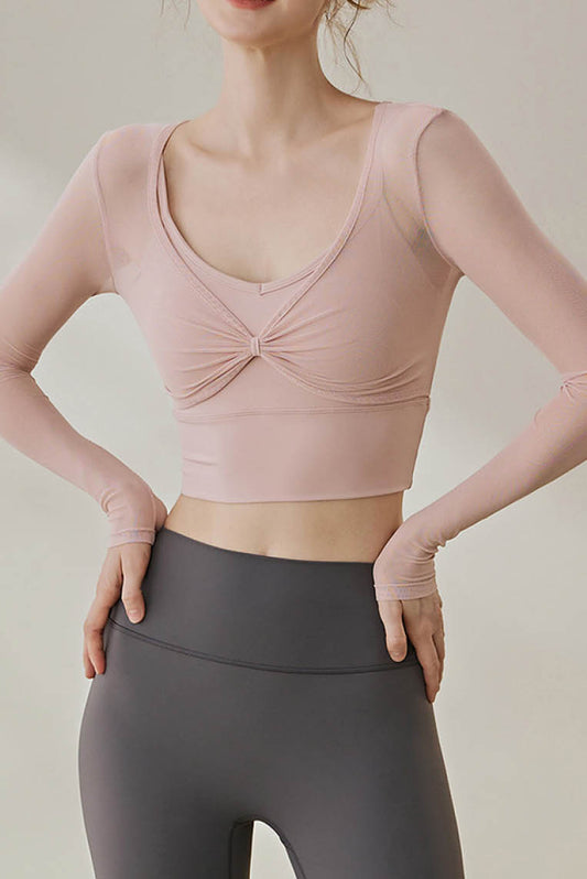 网纱假两件拼接瑜伽服