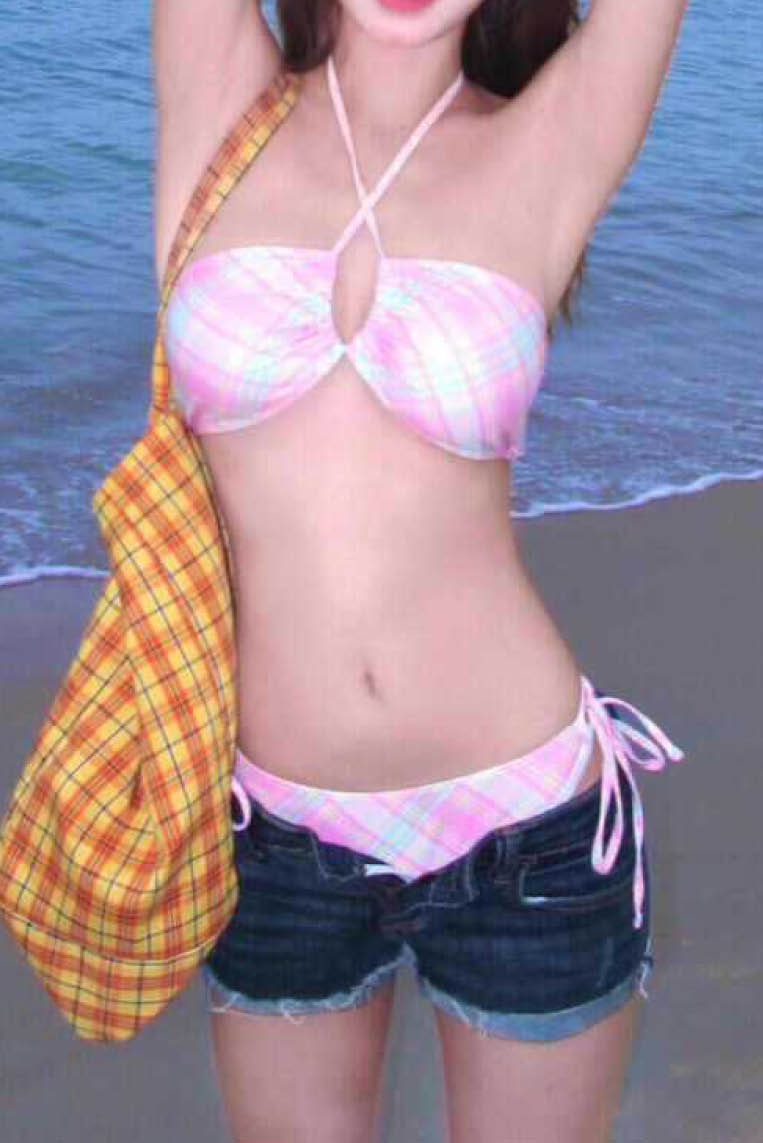 可爱粉色格子比基尼+三角巾