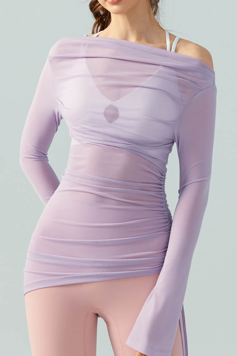 网纱两穿长袖瑜伽罩衫 (单件罩衫)