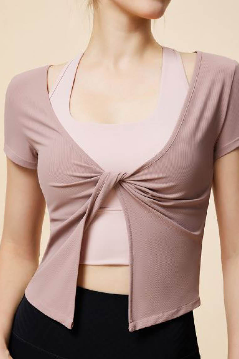 短袖扭结罩衫(单件外衫)