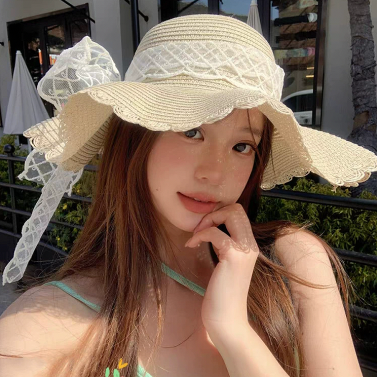 显脸小蕾丝遮阳帽HAT