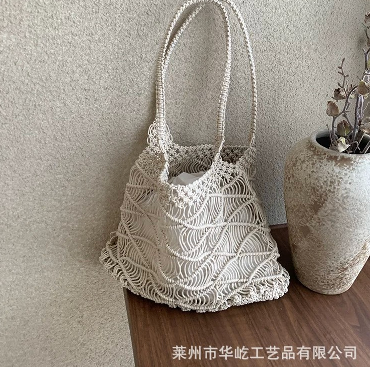 Handmade Waxed Rope Straw Bag