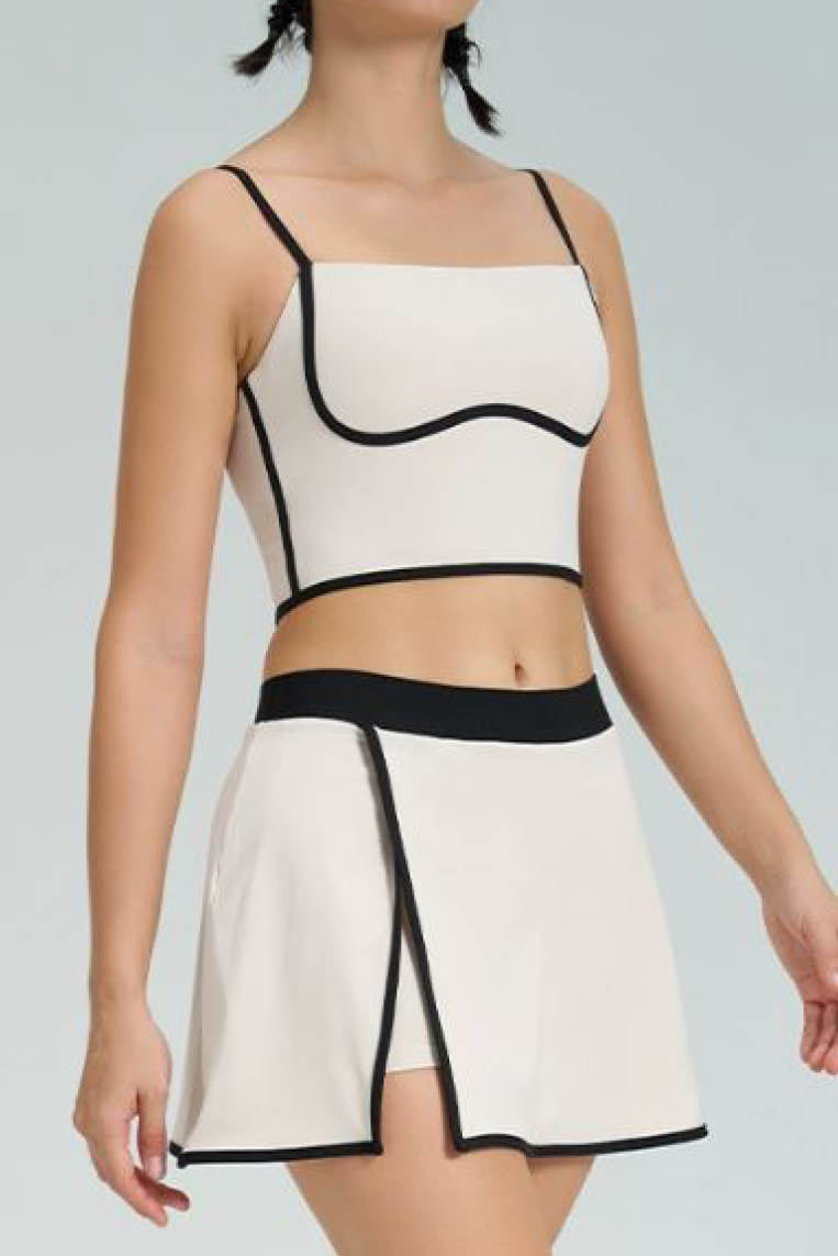 拼色线条速干运动背心