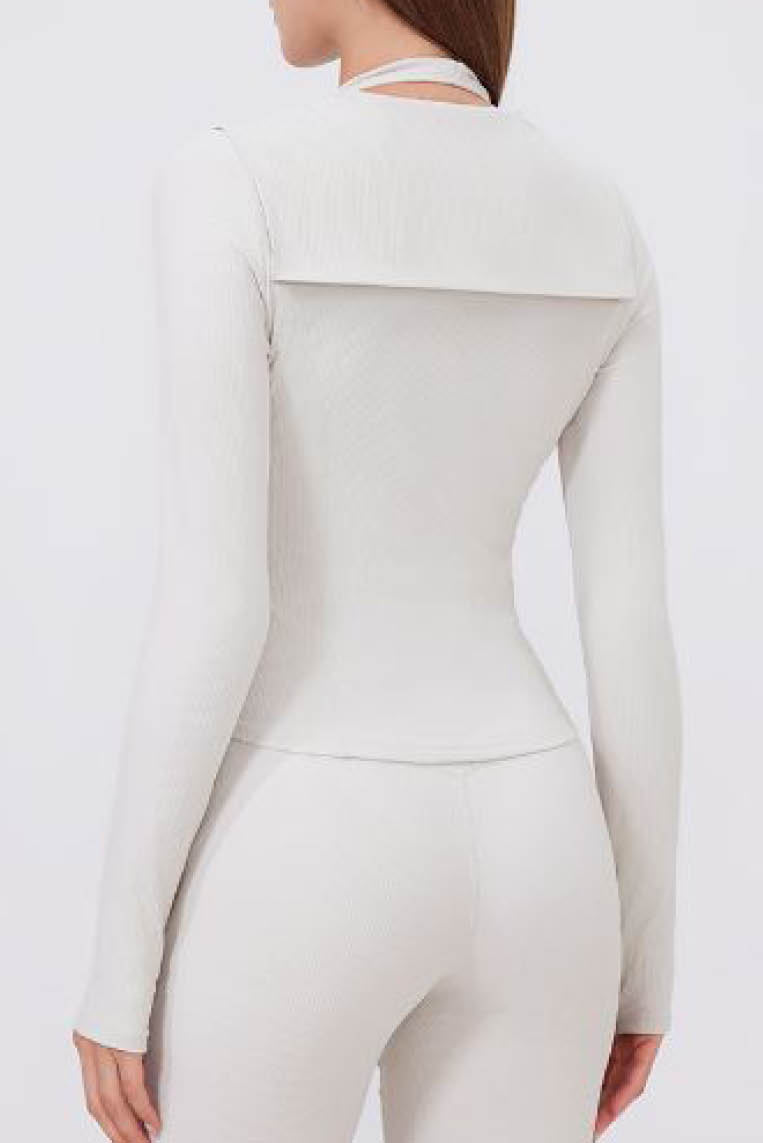 减龄海军领罗纹拉链衫