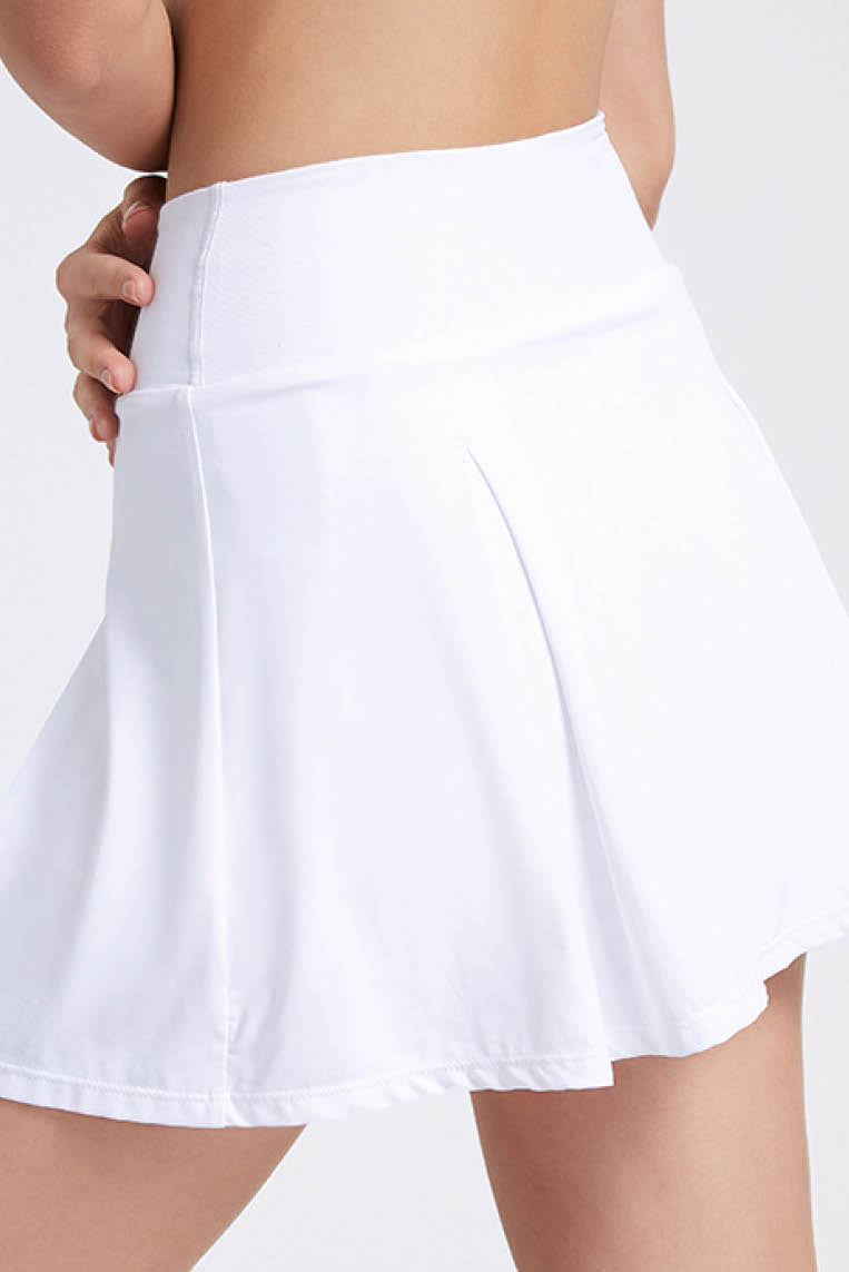 百褶高腰口袋网球裙