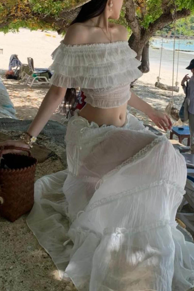 法式蕾丝半裙沙滩套装