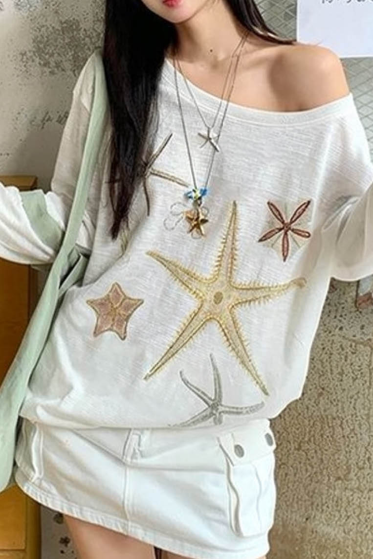 海星印花轻薄防晒罩衫 (only available online)