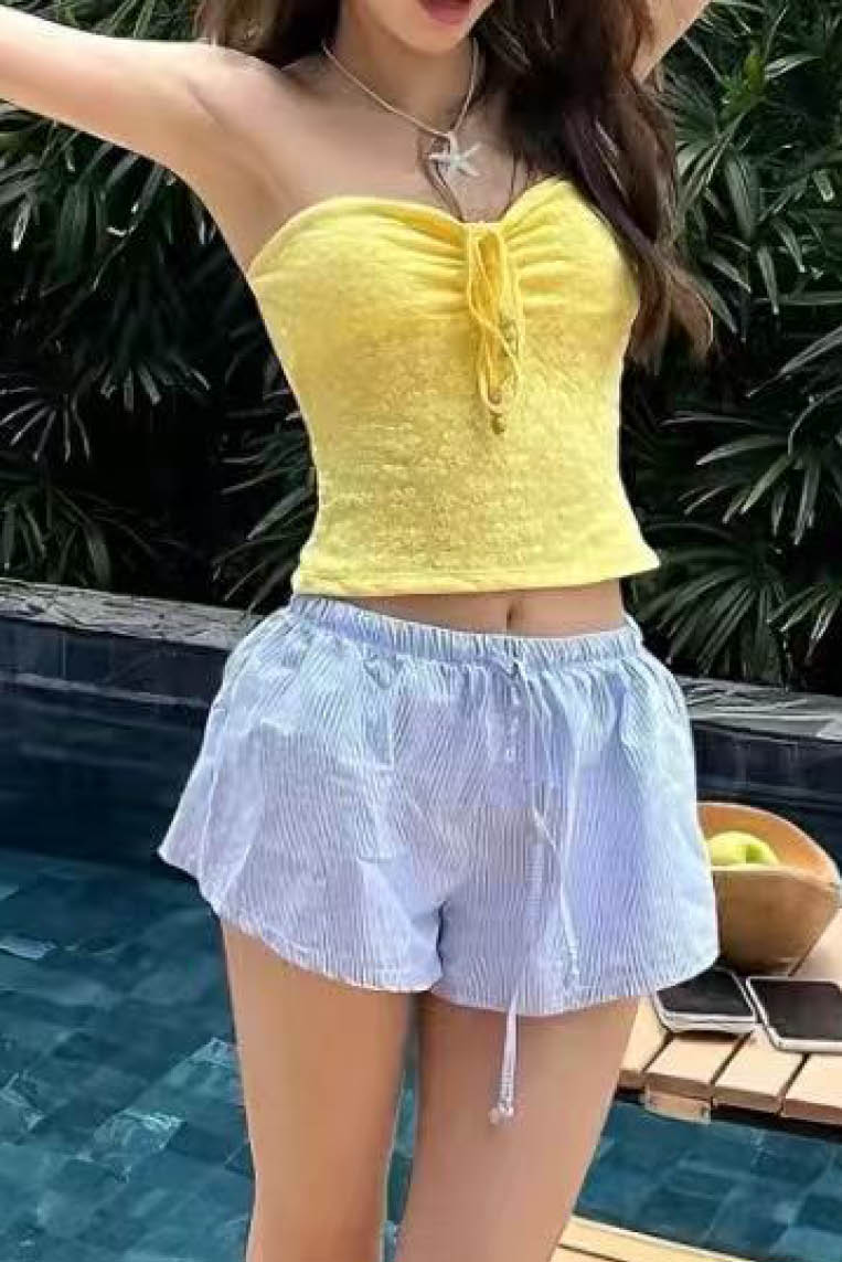 花朵夏日抹胸比基尼三件套