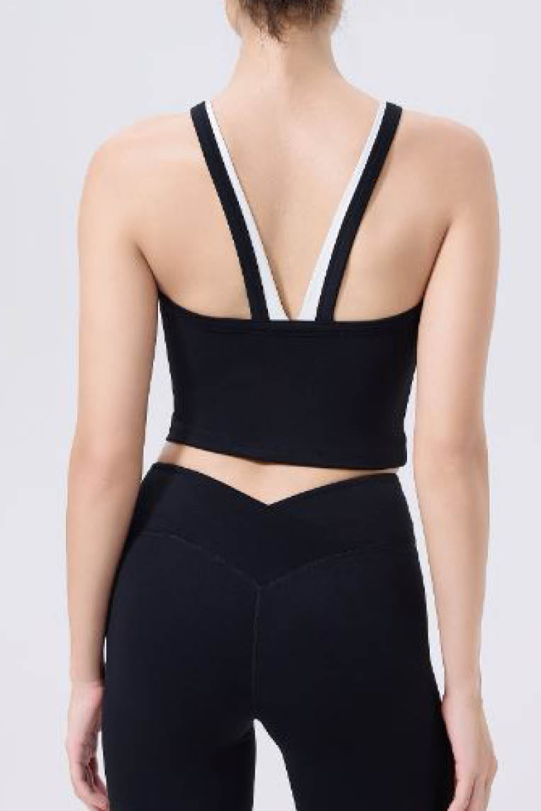 拼色V领防震运动背心