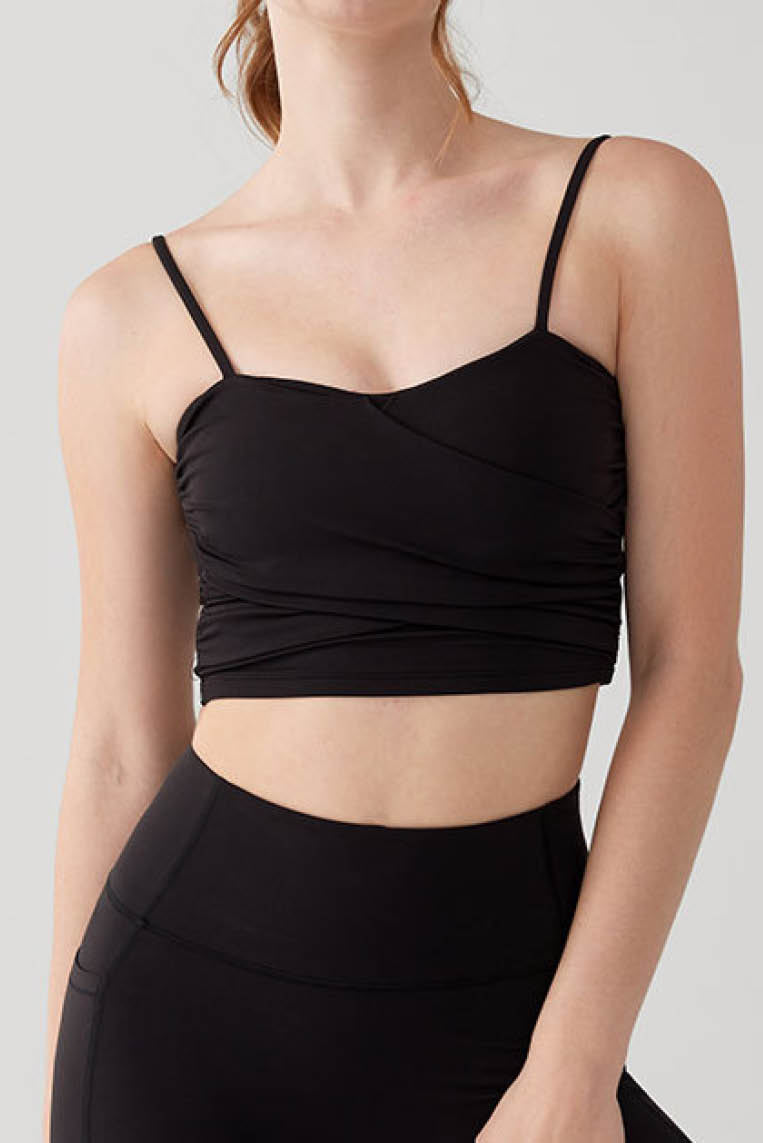 一体杯拼接细条背心