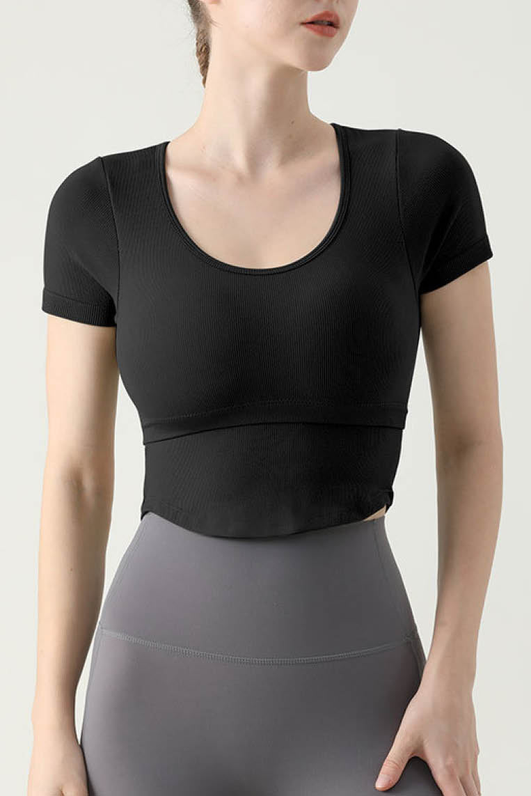 罗纹带垫运动短袖