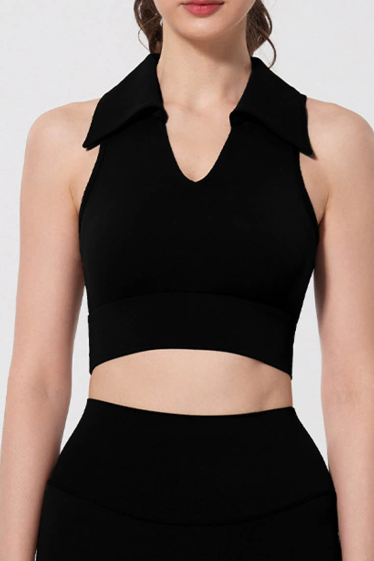 翻领一体杯无袖背心