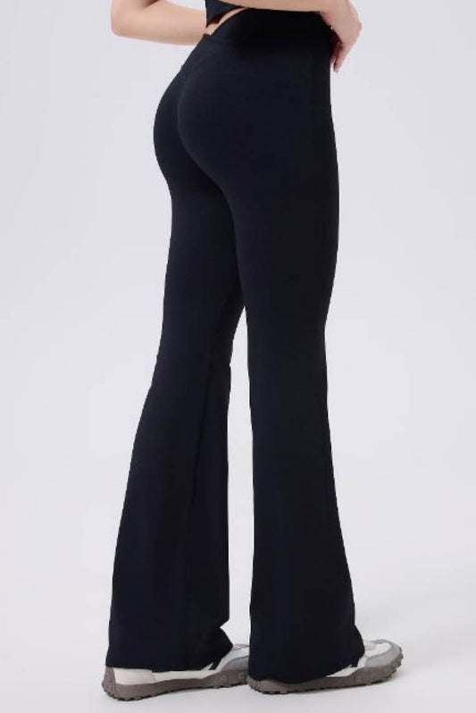 交叠V字腰封提臀长裤