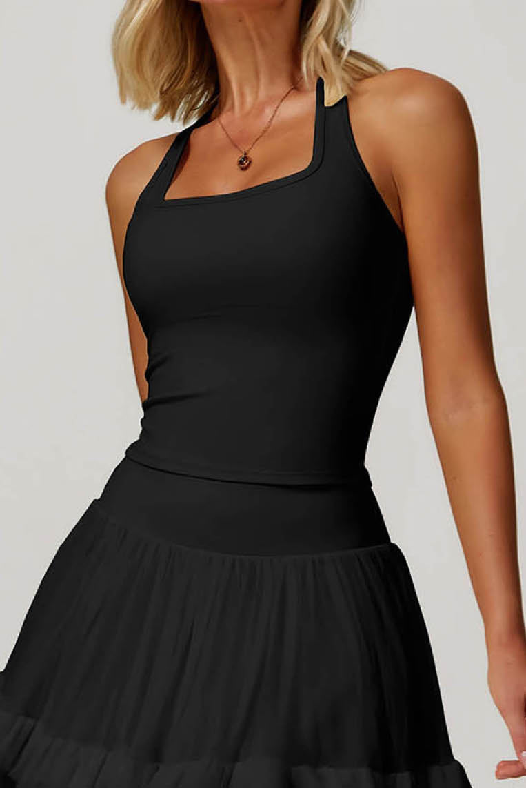 方领工字背运动背心