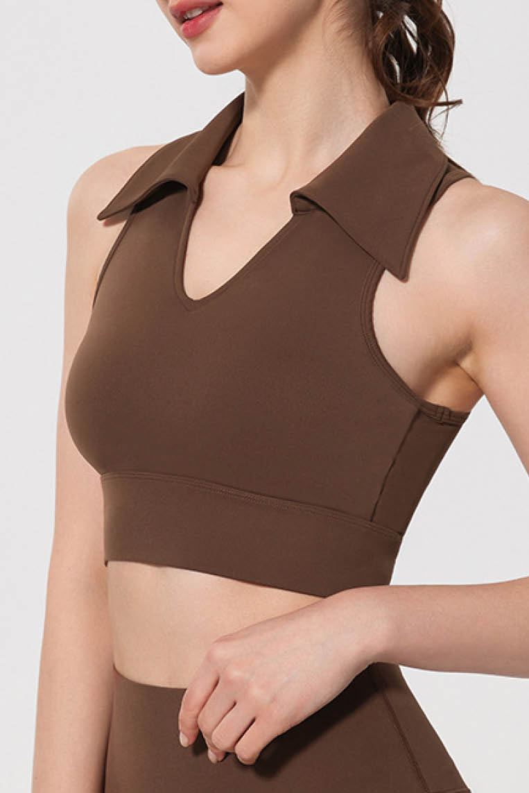 翻领一体杯无袖背心