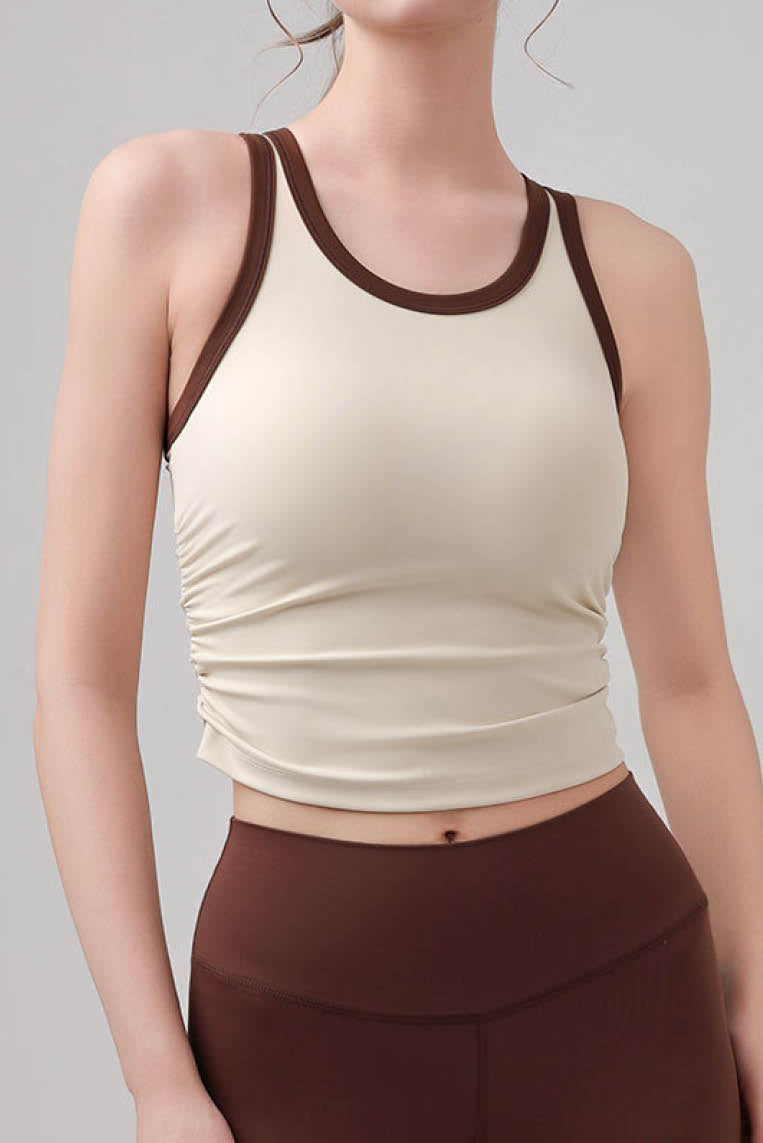 撞色包边防震运动背心