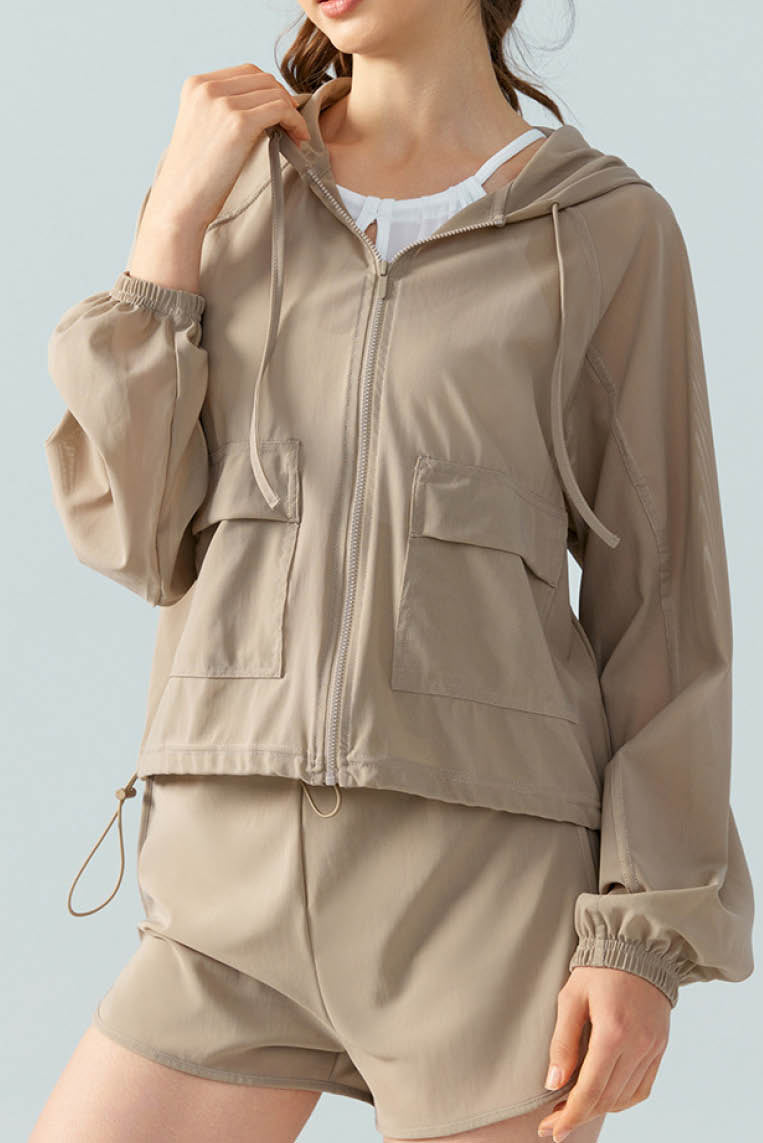 休闲抽绳连帽外套