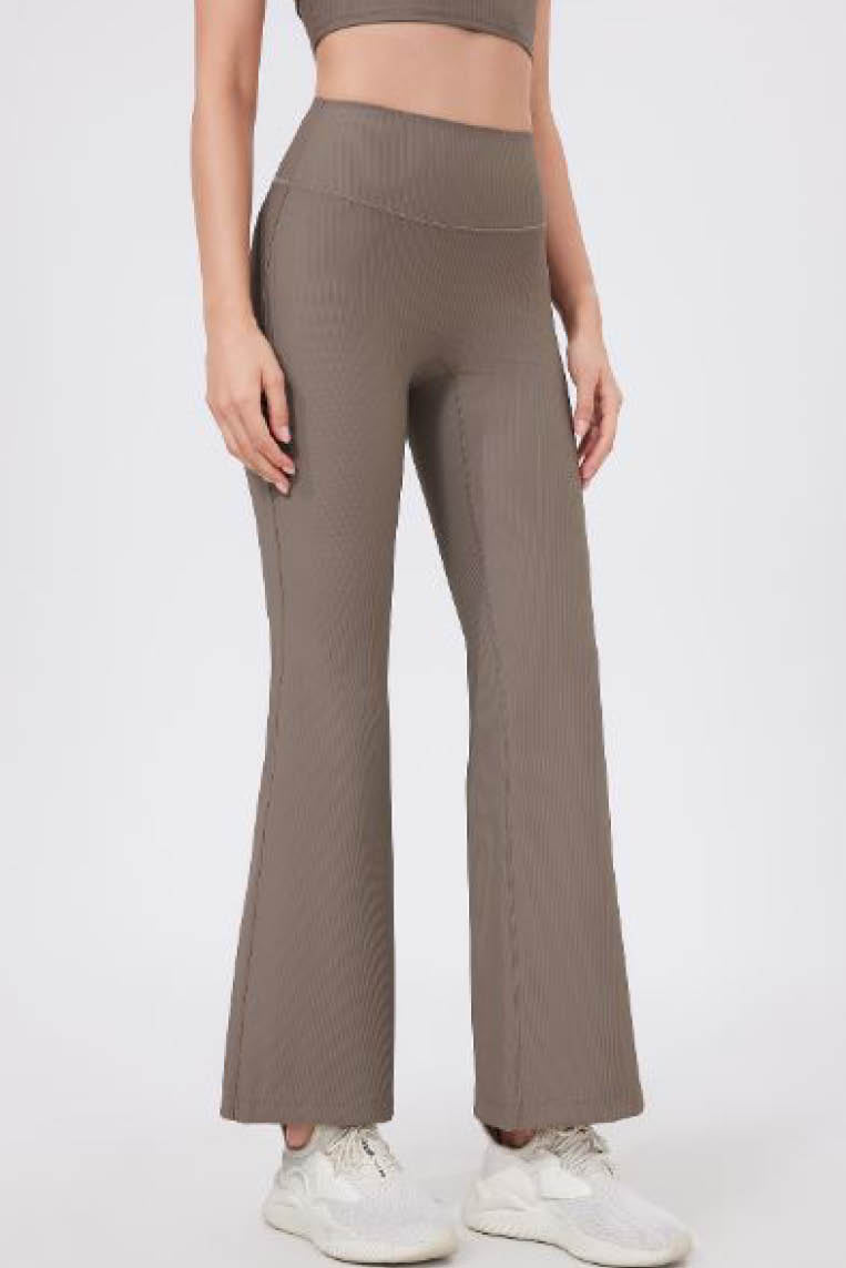 罗纹防卷边阔腿长裤