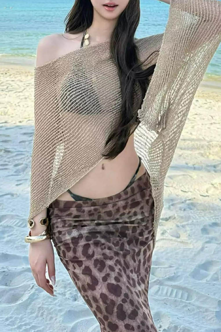 老钱风披肩豹纹bikini四件套