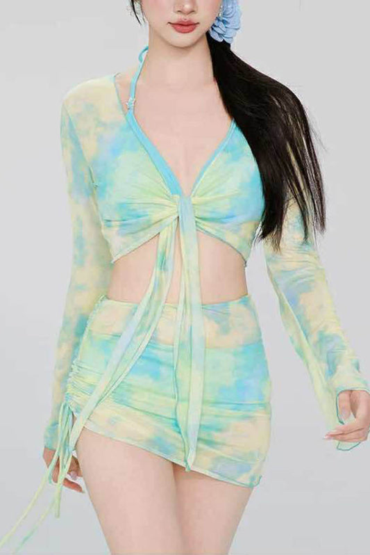 渲染薄纱四件套比基尼